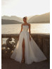 Strapless Ivory Organza Slit Unusual Wedding Dress Strapless Ivory Organza Slit Unusual Wedding Dress